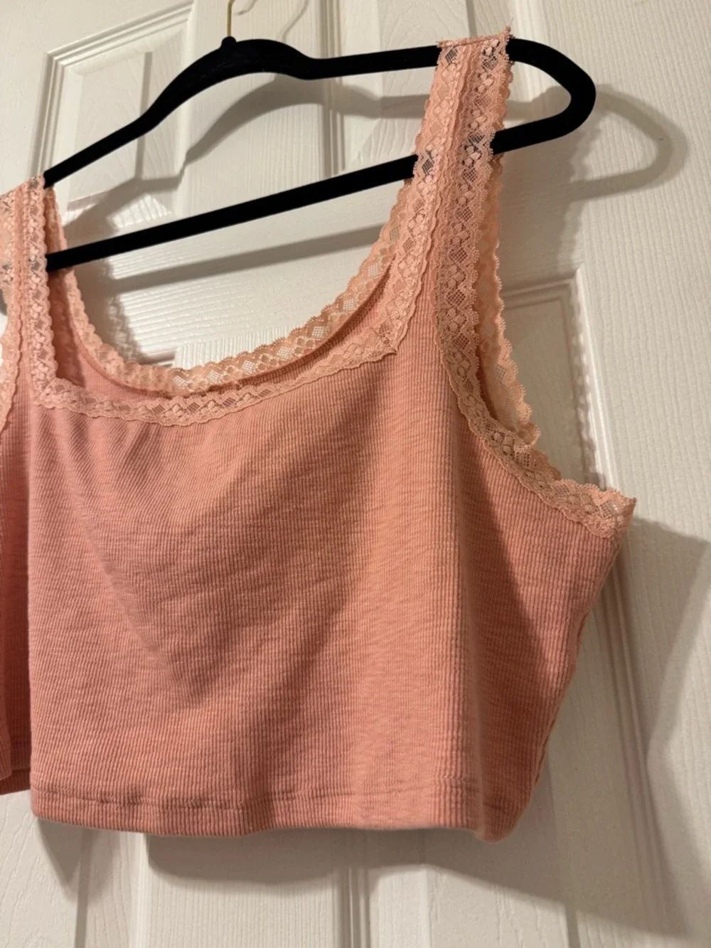 NWT Aeropostale Dusty Coral Lace Trim Cropped Tank Top Size XXL - Picture 3 of 7